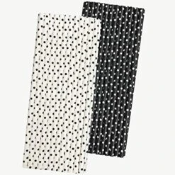 Lack And White Paper Straws - Polka Dot - 7.75 Inches - 50 Pack