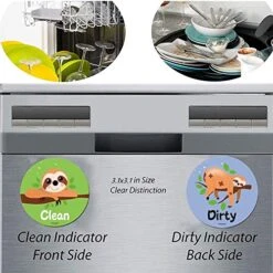 Sloth Stuff-Dishwasher Magnet Clean Dirty Sign -Double Sided Magnet Flip With Magnetic Plate For Any Dishwasher-Funny Signs Kitchen Gifts For Women Mom Kids -Peugeot Shop 51PdwWf9f4L
