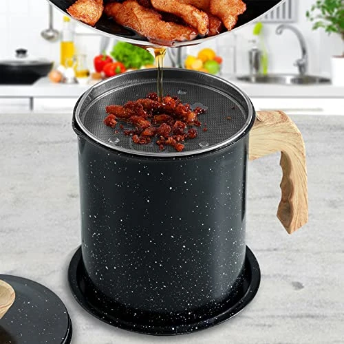 Bacon Grease Container With Strainer, Black Grease Catcher 1.4L, Cooking Oil Filter With Lid And Leak Proof Plate For Kitchen ,Oil Can Storage Lard For Cooking. 3 Bacon Grease Container With Strainer, Black Grease Catcher 1.4L, Cooking Oil Filter With Lid And Leak Proof Plate For Kitchen ,Oil Can Storage Lard For Cooking. - Image 3