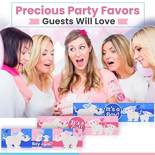 Uper Cute, Waterproof, Boy Or Girl? Water Bottle Label 24 PK. Fun, Elephant Party Favor Design. Durable, Pink And Blue Favors For Baby Shower, Sprinkles Or Gender Reveal. Guests Love Our Drink Labels 4 Uper Cute, Waterproof, Boy Or Girl? Water Bottle Label 24 PK. Fun, Elephant Party Favor Design. Durable, Pink And Blue Favors For Baby Shower, Sprinkles Or Gender Reveal. Guests Love Our Drink Labels - Image 4