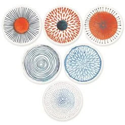 Set Of 6 Coasters For Drinks Absorbing Round Ceramic Stone Coaster With Cork Base,Tabletop Protection Mat For Mugs And Cups,Office,Kitchen (Colorful Series)