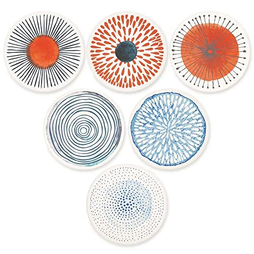 Set Of 6 Coasters For Drinks Absorbing Round Ceramic Stone Coaster With Cork Base,Tabletop Protection Mat For Mugs And Cups,Office,Kitchen (Colorful Series) 1 Set Of 6 Coasters For Drinks Absorbing Round Ceramic Stone Coaster With Cork Base,Tabletop Protection Mat For Mugs And Cups,Office,Kitchen (Colorful Series)