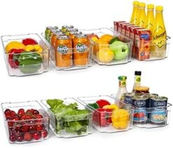 HOOJO Refrigerator Organizer Bins - 8pcs Clear Plastic Bins For Fridge, Freezer, Kitchen Cabinet, Pantry Organization And Storage, BPA Free Fridge Organizer, 12.5" Long -Peugeot Shop 51PphhlhUQL. AC