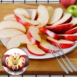 Apple Cutter Slicer & Corer Kit, 12-Blade Apple Slicer Cutter, Apple Corer Apple Core Remover For Kitchen, Include 3 Premium Stainless Steel Fruit Forks 10 Apple Cutter Slicer & Corer Kit, 12-Blade Apple Slicer Cutter, Apple Corer Apple Core Remover For Kitchen, Include 3 Premium Stainless Steel Fruit Forks -Peugeot Shop 51Q0W5kQiVL