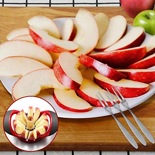 Apple Cutter Slicer & Corer Kit, 12-Blade Apple Slicer Cutter, Apple Corer Apple Core Remover For Kitchen, Include 3 Premium Stainless Steel Fruit Forks 5 Apple Cutter Slicer & Corer Kit, 12-Blade Apple Slicer Cutter, Apple Corer Apple Core Remover For Kitchen, Include 3 Premium Stainless Steel Fruit Forks - Image 5