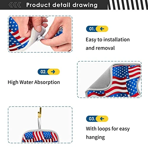 2 Pack Kitchen Faucet Mat Absorbent Washable Sink Splash Guard Faucet Drip Drying Mat Bar Countertop Water Catcher Mat Large 30x5 Inch American Flag Wave 2 2 Pack Kitchen Faucet Mat Absorbent Washable Sink Splash Guard Faucet Drip Drying Mat Bar Countertop Water Catcher Mat Large 30x5 Inch American Flag Wave - Image 2