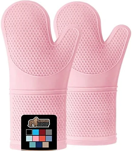 Heat And Slip Resistant Silicone Oven Mitts Set, Soft Cotton Lining, Waterproof, BPA-Free, Long Flexible Thick Gloves For Cooking, BBQ, Kitchen Mitt Potholders, Sets Of 2, 12.5 In, Black 7 Heat And Slip Resistant Silicone Oven Mitts Set, Soft Cotton Lining, Waterproof, BPA-Free, Long Flexible Thick Gloves For Cooking, BBQ, Kitchen Mitt Potholders, Sets Of 2, 12.5 In, Black - Image 7