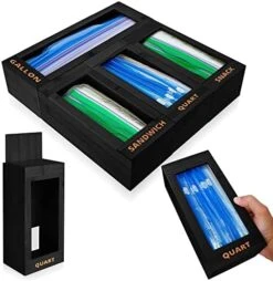 MHomeAid Bag Storage Organizer - Bamboo Food Plastic Baggie Holder, Dispenser, And Container For Kitchen Drawer - Fits Ziplock And Ziploc Gallon, Quart, Sandwich & Snack Sized Slider Bags (Natural) -Peugeot Shop 51Q86im1yoL. AC