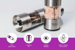 Electric Salt And Pepper Grinder Set - Adjustable Motorized Electrical Powered Auto Shakers - Automatic Power Mill - Automated Battery Operated Electronic Crusher - Christmas Mother's Day Gift Kit -Peugeot Shop 51QJOlfDlcL