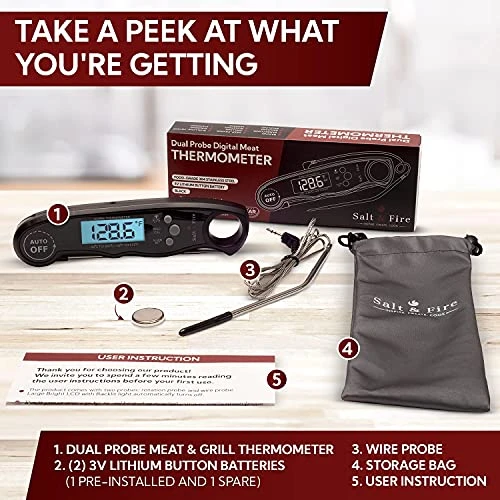 Digital Instant Read Meat Thermometer For Grill And Cooking - 2 In 1 Accurate BBQ Temperature Probe With Alarm Function And Backlit LCD Screen - Includes A Wired Oven Safe Meat Thermometer Probe 3 Digital Instant Read Meat Thermometer For Grill And Cooking - 2 In 1 Accurate BBQ Temperature Probe With Alarm Function And Backlit LCD Screen - Includes A Wired Oven Safe Meat Thermometer Probe - Image 3
