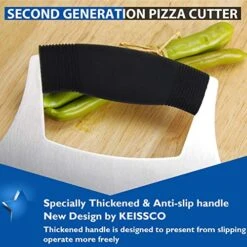 Pizza Cutter Stainless Steel Ulu Knife Razor Sharp Rocker Slicer Cutter Mincing Mezzaluna Knife Salad Vegetable Chopper With Upgraded Ergonomic Anti-Slip Handle -Peugeot Shop 51QMJhM8VML