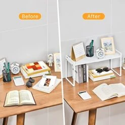 2 Tier Expandable Cabinet Shelf Organizer Over The Sink Storage Rack 2 Tier Adjustable Countertop For Kitchen Bathroom Pantry Spice Cupboard Dish Cup Bottle Pot Metal Plate Heavy Duty Nonslip(Black) -Peugeot Shop 51QNcSuiB0L