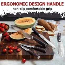 Kitchen Knife Set, Ultra Sharp Knife Set With Pakkawood Handle, High Carbon Stainless Steel Knives Set For Kitchen, 5 Piece Chef Knife Set Come With Gift Box -Peugeot Shop 51QNdxrkZpL