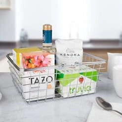 Wire Storage Basket, Medium, Chrome (43270) -Peugeot Shop 51QQNCPtAuL