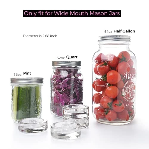 4-Pack Fermentation Glass Weights With Easy Grip Grooved Handles Heavy Fermenting Lids Fermentation Kit For Any Wide Mouth Mason Jars 3 4-Pack Fermentation Glass Weights With Easy Grip Grooved Handles Heavy Fermenting Lids Fermentation Kit For Any Wide Mouth Mason Jars - Image 3