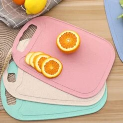 3 Pack Mini Kitchen Cutting Board Set Small Fruit Cutting Board Wheat Straw Plastic Cutting Boards Mats Dishwasher Safe, Juice Grooves, Thicker Boards Easy Grip Handle, Non Porous(13 Inch X 8.5 Inch)