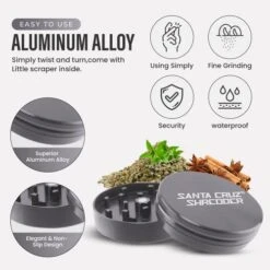 Metal Herb Grinder Knurled Top For Stronger Grip 2-Piece 2.7" (Grey) -Peugeot Shop 51QfOn5hyFL