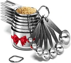 Tainless Steel Measuring Cups And Spoons Set Of 16 Pieces — 7 Nesting Cups And 7 Stackable Spoons + 2 D Rings — Professional Portable And Sturdy Metal Measuring Set For Liquid Wet And Dry Ingredients -Peugeot Shop 51QiRM304cL. AC