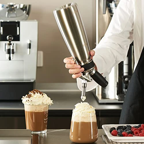 CURTA Professional Whipped Cream Dispenser, 18-8 Stainless Steel Food Grade Cream Whipper, Cream Maker With 3 Decorating Stainless Steel Nozzles, 500ml / 1 Pint Canister, N2O Chargers (Not Included) 2 CURTA Professional Whipped Cream Dispenser, 18-8 Stainless Steel Food Grade Cream Whipper, Cream Maker With 3 Decorating Stainless Steel Nozzles, 500ml / 1 Pint Canister, N2O Chargers (Not Included) - Image 2