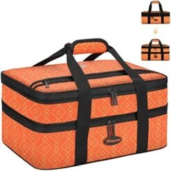 Insulated Casserole Carrier For Hot Or Cold Food,Expandable Lasagna Lugger Tote,Collapsible Leakproof Large Food Buds,Portable Tote For Party,Picnic,Camping,Vibrant Orange -Peugeot Shop 51QkofjRg L. AC