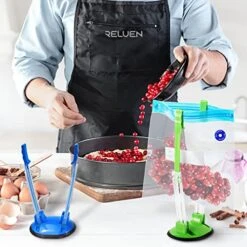 Baggy Rack Stands, 6 Pack, Adjustable Hands Free Clips For Food Storage Bags Plastic Freezer Bags, Bag Holders -Peugeot Shop 51Ql0K2GHyL