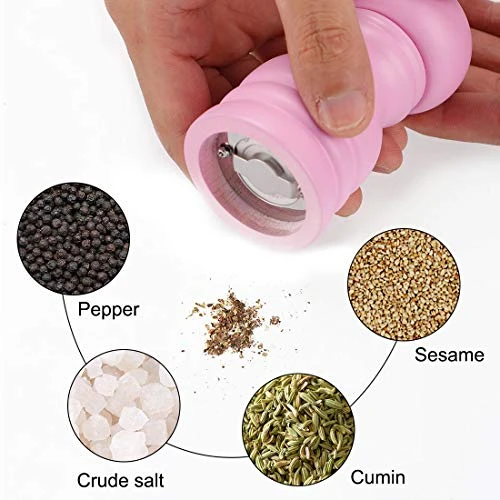 Uxcell Salt And Grinder 4.5 Inch Wooden Mills Shakers With Adjustable Coarseness For Seasoning Meal Prep Cooking Dining Pink 4 Uxcell Salt And Grinder 4.5 Inch Wooden Mills Shakers With Adjustable Coarseness For Seasoning Meal Prep Cooking Dining Pink - Image 4