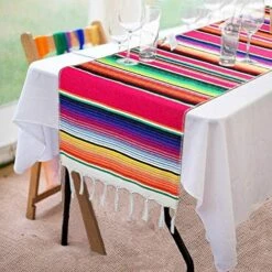 2 Pack Mexican Serape Table Runners 14 X 84 Inch For Mexican Party Wedding Decorations Outdoor Picnics Dining Table, Fringe Cotton Handwoven Table Runner -Peugeot Shop 51QqCRV0DSL. AC