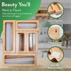 Bamboo Ziplock Bag Organizer For Drawer, Kitchen Storage Bag Organizer, 5 Separate Baggie Organizer For Drawer With Non-Slip Feet And Hanging Holes, Kitchen Organization And Storage 11 Bamboo Ziplock Bag Organizer For Drawer, Kitchen Storage Bag Organizer, 5 Separate Baggie Organizer For Drawer With Non-Slip Feet And Hanging Holes, Kitchen Organization And Storage -Peugeot Shop 51Qr3oaF2oL