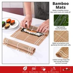 Ushi Kit For Home – 21 Piece Premium Sushi Making Kit Including Bamboo Sushi Rolling Mat, Sushi Bazooka, Chef's Knife, Bamboo Chopsticks, Avocado Slicer, Sushi Recipe Book, And More -Peugeot Shop 51Qr88Feu0L