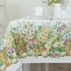 Ming Bunnies Fabric Easter Tablecloth, Spillproof Indoor/Outdoor Spring And Easter Table Cloth (Blooming Bunnies, 60" X 120" Rectangular)