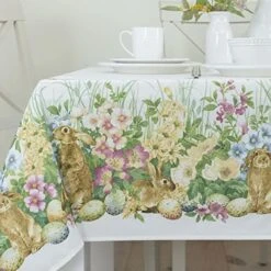 Ming Bunnies Fabric Easter Tablecloth, Spillproof Indoor/Outdoor Spring And Easter Table Cloth (Blooming Bunnies, 60" X 120" Rectangular) -Peugeot Shop 51Qw8cYgBQL. AC 2