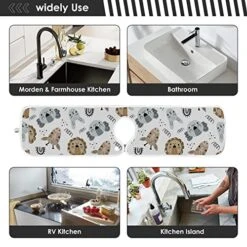 Kcldeci 2 Pack Faucet Mat Splash Guard For Kitchen Sink,Lion Giraffe Hare Koala 30x5 Inch Faucet Handle Drip Catcher Tray Absorbent Mat Fast Dry Mat For Kitchen, Bathroom -Peugeot Shop 51R1RP5GqRL