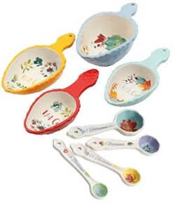 Llow 8 Piece Measuring Scoops And Spring Floral Ceramic Measuring Spoons Set