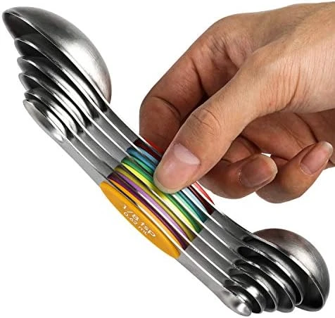 Magnetic Measuring Spoons Set Dual Sided Stainless Steel Set Of 7 Stackable Magnetic Teaspoon Tablespoon For Measuring Dry And Liquid Ingredients (Color) 4 Magnetic Measuring Spoons Set Dual Sided Stainless Steel Set Of 7 Stackable Magnetic Teaspoon Tablespoon For Measuring Dry And Liquid Ingredients (Color) - Image 4