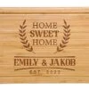 Customized New Home Housewarming Gift, Home Owner Couple Gift Ideas, Personalized Home Sweet Home Bamboo Cutting Board Present For First Home Buyer, Real Estate Engraved Gifts For New Home Buyer Gift