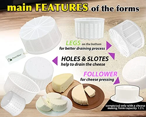 7 Pcs Cheesemaking Kit №1 Butter Punched Сheese Mold Press Strainer Cheese Tofu Press Mold Cheese Making Kit 5 7 Pcs Cheesemaking Kit №1 Butter Punched Сheese Mold Press Strainer Cheese Tofu Press Mold Cheese Making Kit - Image 5