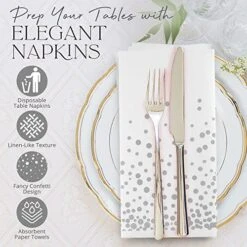 50 Pack Paper Silver Napkins - Disposable Hand Towels For Bathroom – Elegant Guest Paper Napkins With Silver Dots – Paper Towel For Guest Bathrooms And Special Events – Disposable Paper Napkins 9 50 Pack Paper Silver Napkins - Disposable Hand Towels For Bathroom – Elegant Guest Paper Napkins With Silver Dots – Paper Towel For Guest Bathrooms And Special Events – Disposable Paper Napkins -Peugeot Shop 51RJHS1LB7L