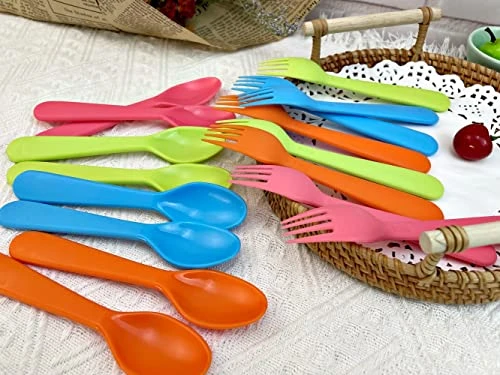 16 Pcs Kids Forks And Spoons Set, Plastic Toddler Utensils Kids Silverware Set With Bright Colors, Reusable Durable Flatware Set For Lunch Box, Easy To Use Both For Kids Or Adults, BPA Free 5 16 Pcs Kids Forks And Spoons Set, Plastic Toddler Utensils Kids Silverware Set With Bright Colors, Reusable Durable Flatware Set For Lunch Box, Easy To Use Both For Kids Or Adults, BPA Free - Image 5