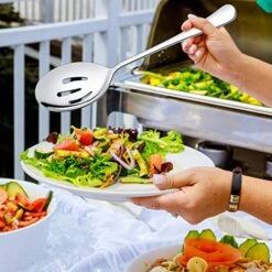 6 Pack Serving Spoons Set, 3 Large Serving Spoons, 3 Slotted Serving Spoons, Stainless Steel Buffet Dinner Restaurant Serving Spoons Set, Catering Serving Utensils For Party Banquet, 9.8 Inch -Peugeot Shop 51RRpaF0RAL