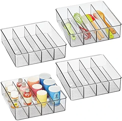 MDesign Plastic Food Storage Organizer Bin Box Container - 4 Compartment Holder For Packets, Pouches, Ideal For Kitchen, Pantry, Fridge, Countertop Organization - 4 Pack - Clear 8 MDesign Plastic Food Storage Organizer Bin Box Container - 4 Compartment Holder For Packets, Pouches, Ideal For Kitchen, Pantry, Fridge, Countertop Organization - 4 Pack - Clear - Image 8