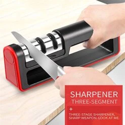 Knife Sharpener Knife Sharpening Stone Stainless Steel 3 Stage Sharpening Tool With Anti-slip Base Kitchen Supplies -Peugeot Shop 51RVlqFOxFL