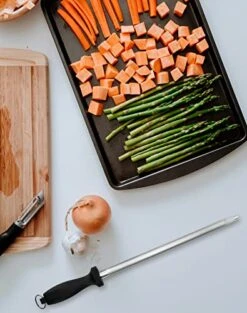 10" Honed Steel Sharpening Rod, Professional Knife Steel Magnetized Safe Oval Handle Perfect For Chefs And Home Cooks, -Peugeot Shop 51RdmpapCiL