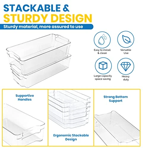 Large Pantry Organizer - Set Of 8 Refrigerator Organizer Bins - Fridge Organizer For Freezers, Kitchen Countertops And Cabinets - BPA Free (Clear) 2 Large Pantry Organizer - Set Of 8 Refrigerator Organizer Bins - Fridge Organizer For Freezers, Kitchen Countertops And Cabinets - BPA Free (Clear) - Image 2