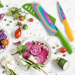 MC01E550S Rainbow Titanium – 10 Piece Knife Set With Blade Guards, Stainless Steel -Peugeot Shop 51RxtjKxAML