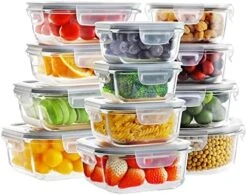 Glass Food Storage Containers With Lids, [24 Piece] Glass Meal Prep Containers, Airtight Glass Bento Boxes, BPA Free & Leak Proof (12 Lids & 12 Containers) -Peugeot Shop 51Rygof2klL. AC