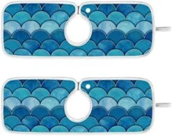 Sink Splash Guard Behind Faucet Mat For Kitchen Sink Drain Mat Faucet Handle Drip Catcher Tray For Bathroom 24 Inch Dish Drying Mat Blue Boho Microfiber Pack Of 2 -Peugeot Shop 51S VWjltdL. AC