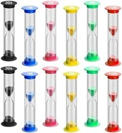 Sand Timer, 6 Pcs Sandglass Sand Clock Timers Set Colorful Hourglass Include 30sec/1min/2min/3min/5min/10min For Brushing Teeth, Cooking, Game, School, Office -Peugeot Shop 51S12QuqYrL. AC
