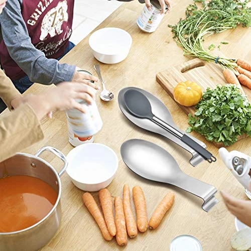 Spoon Rest Set Of 2 For Kitchen Counter Stove Top, Stainless Steel Utensil Rest Ladle Spatula Holder, Heavy Duty, Dishwasher Safe 5 Spoon Rest Set Of 2 For Kitchen Counter Stove Top, Stainless Steel Utensil Rest Ladle Spatula Holder, Heavy Duty, Dishwasher Safe - Image 5