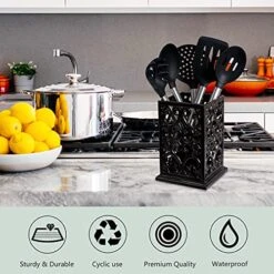 Decorative Kitchen Utensil Holder,Vintage Cooking Utensil Organizer Cast Iron Utensil Holder For Cooking Tools, Coffee Gold -Peugeot Shop 51S7SK1jZCS