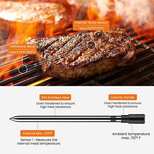 Wireless Meat Thermometer,300FT Digital Wireless Meat Thermometer With Alarm Function For The Oven, Grill, Kitchen (Wireless Thermometer) 4 Wireless Meat Thermometer,300FT Digital Wireless Meat Thermometer With Alarm Function For The Oven, Grill, Kitchen (Wireless Thermometer) - Image 4